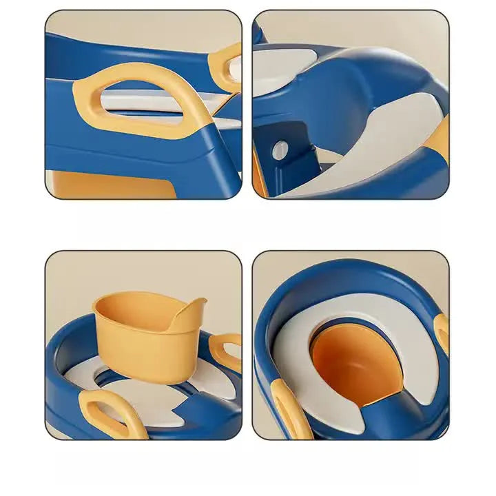 Blue Children’s Toilet Trainer Seat - Foldable Potty Ladder