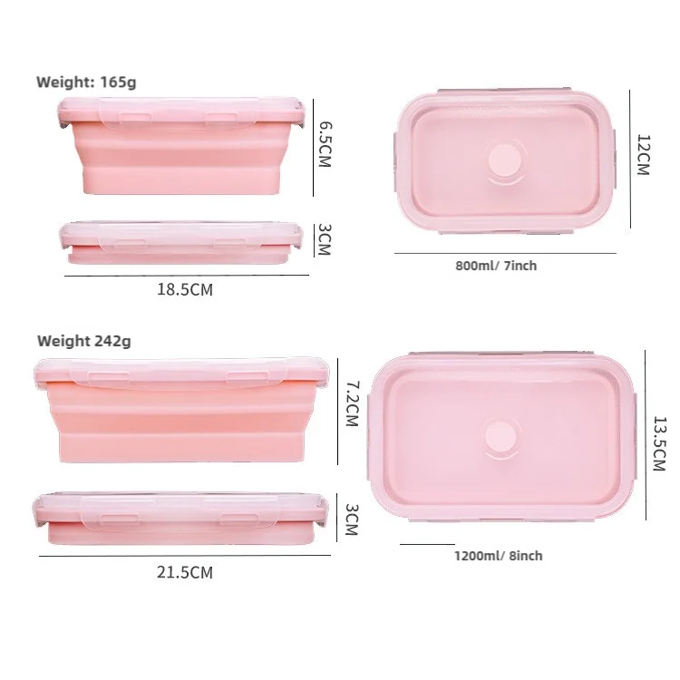 Blue Collapsible Silicone Bento Box Set - 4-Piece