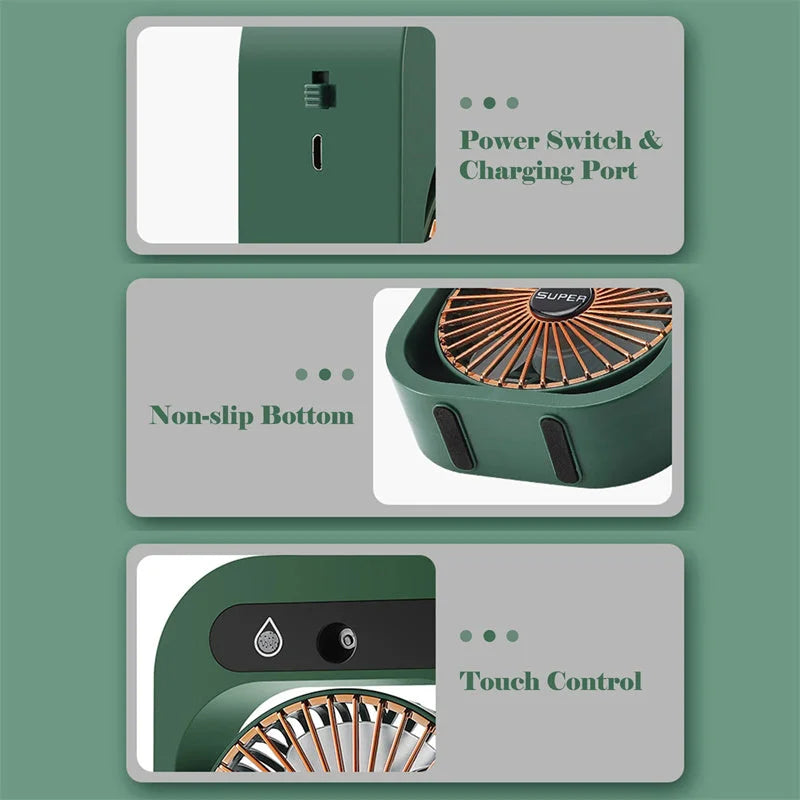 Blue color USB 2-in-1 Misting Fan & Humidifier – Portable