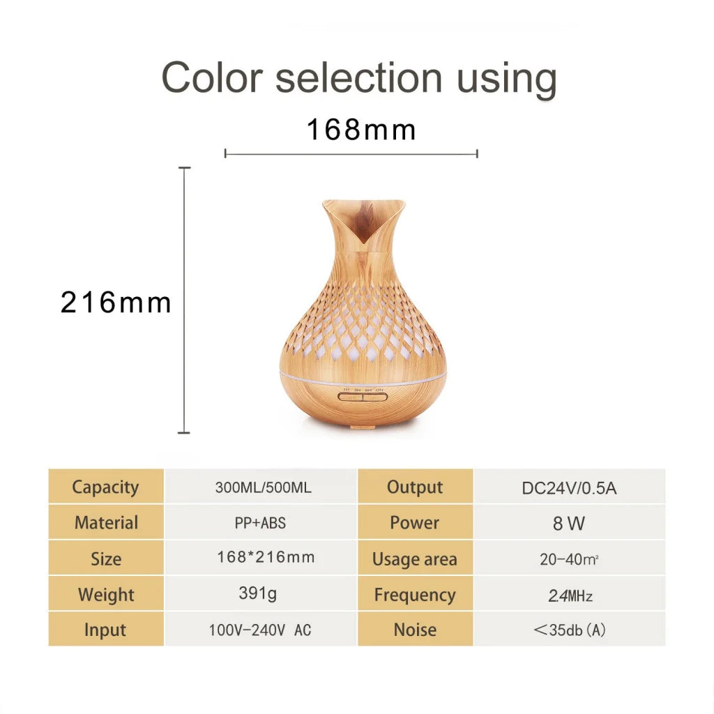 Blue Crack 500ml Wood-Grain Essential Oil Aroma Diffuser