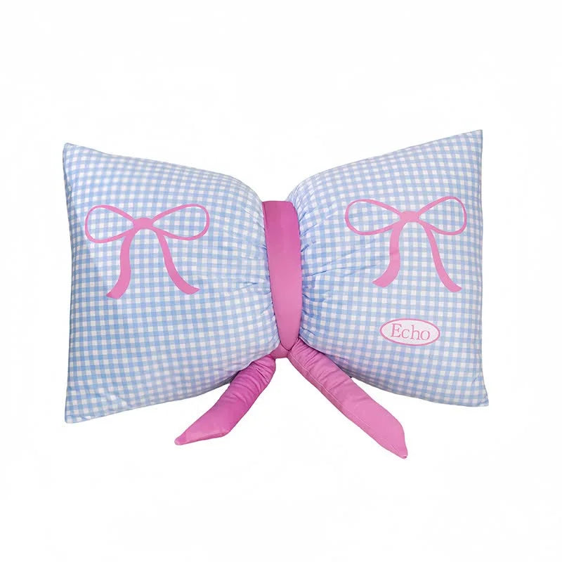 Blue Cute Butterfly Knot Pillow | Soft Bed & Seat Cushion