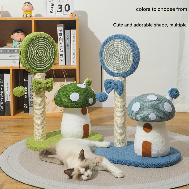 Blue Durable Mushroom Cat Scratching Post - Anti-Slip