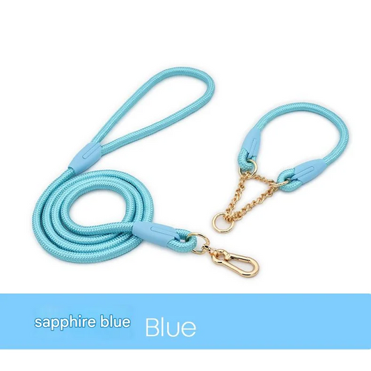 Blue Durable Nylon P-Collar Dog Training Set - Heavy Duty