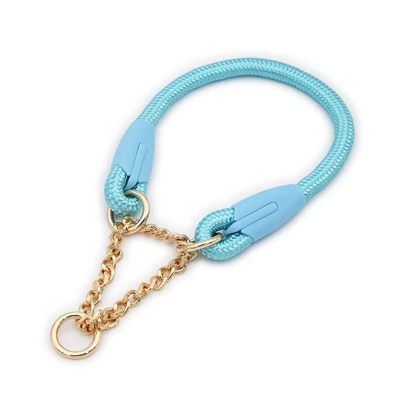 Blue Durable Nylon P-Collar Dog Training Set - Heavy Duty