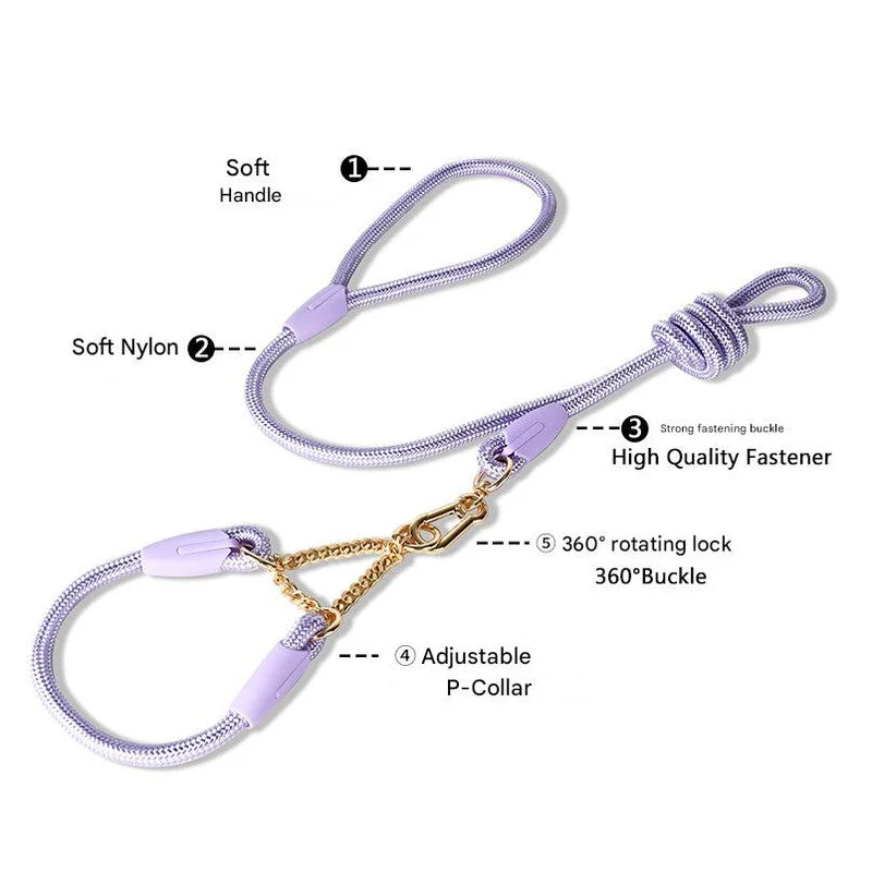 Blue Durable Nylon P-Collar Dog Training Set - Heavy Duty