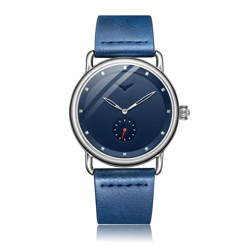 Blue Elegant Men s Watch with Leather Band