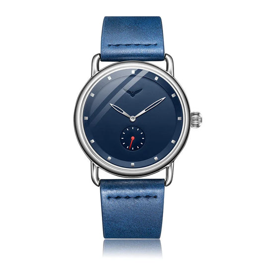 Blue Elegant Men s Watch with Leather Band