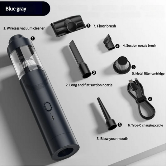 Blue Gray Cordless Handheld Vacuum Cleaner with Blower