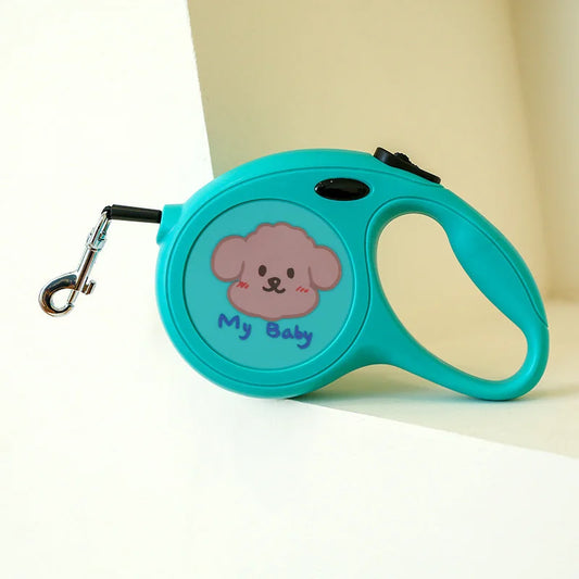 Blue Green 5m Cartoon Retractable Dog Leash for Golden
