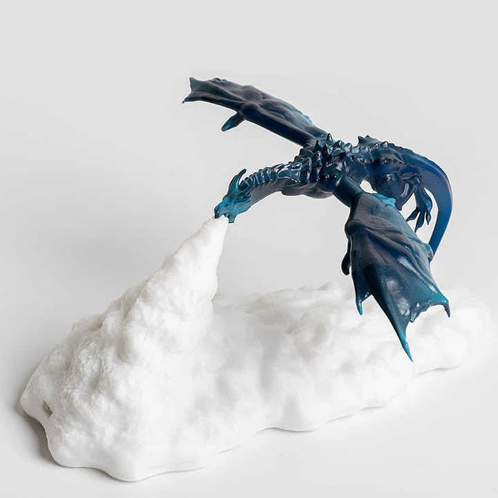 Blue Ice Dragon 3D Printed LED Dragon Flame Night Light