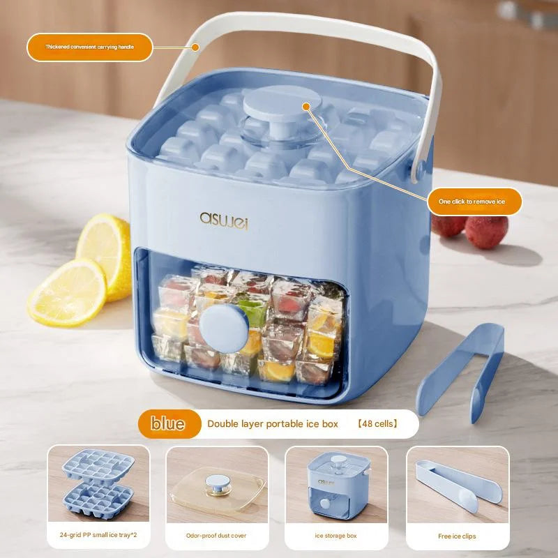 Blue Innovative Press-Release Ice Cube Maker - Dual Layer