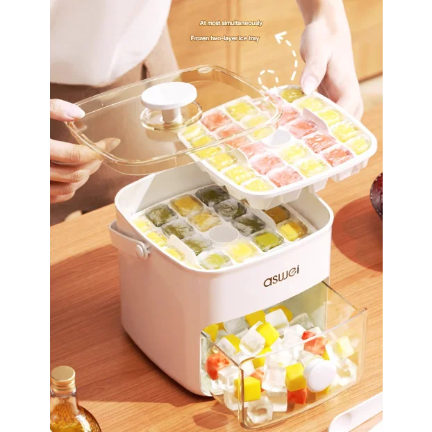 Blue Innovative Press-Release Ice Cube Maker - Dual Layer