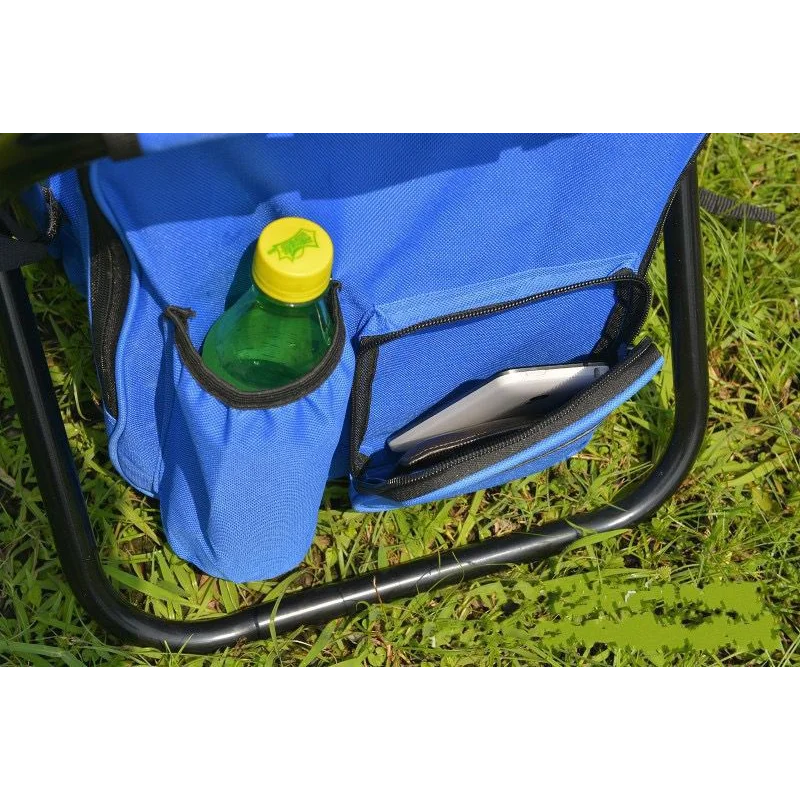Blue Insulated Cooler Backpack Chair - Foldable Stool