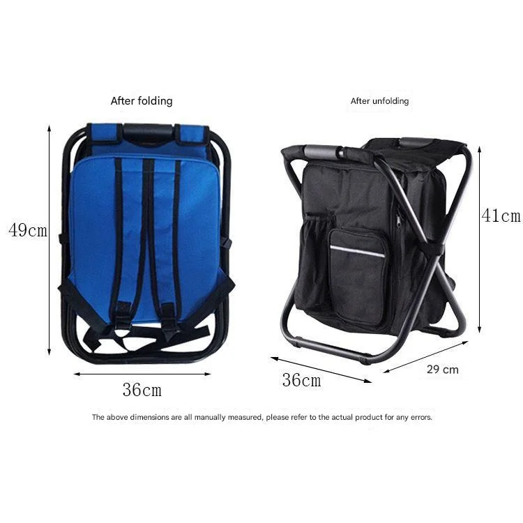 Blue Insulated Cooler Backpack Chair - Foldable Stool