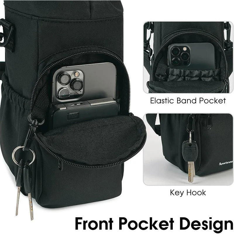 Blue Insulated Cup Holder Bag with Adjustable Strap - Water