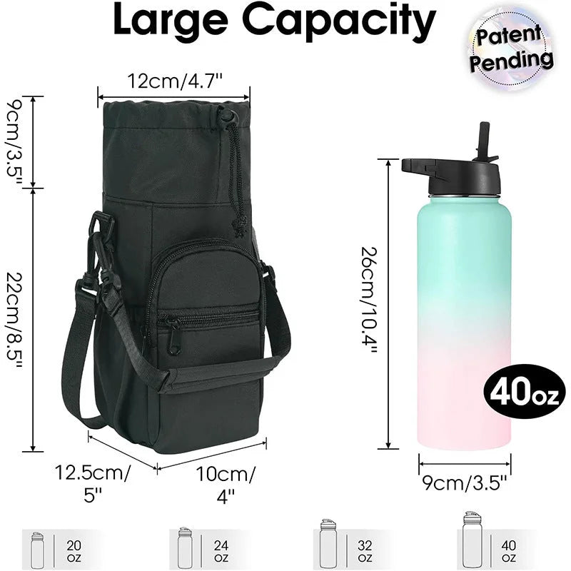 Blue Insulated Cup Holder Bag with Adjustable Strap - Water