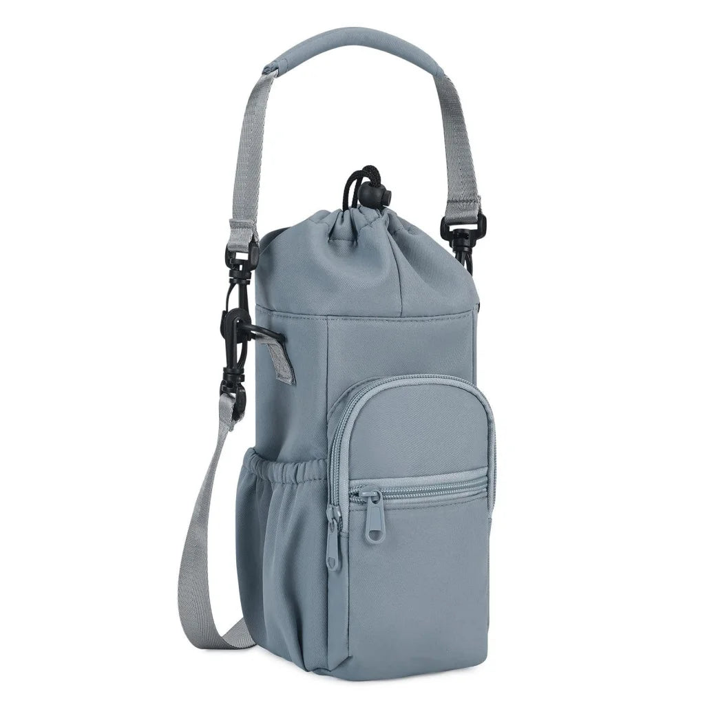 Blue Insulated Cup Holder Bag with Adjustable Strap - Water