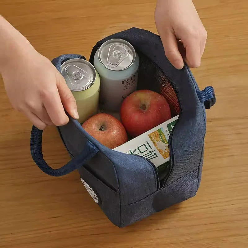 Blue Insulated Lunch Bag - Waterproof Oil-Proof Bento Bag