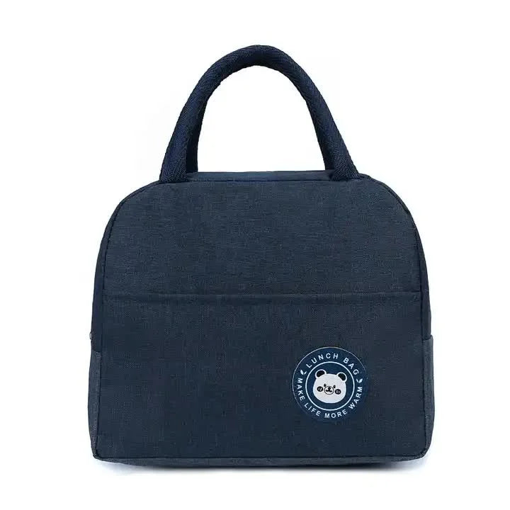 Blue Insulated Lunch Bag - Waterproof Oil-Proof Bento Bag