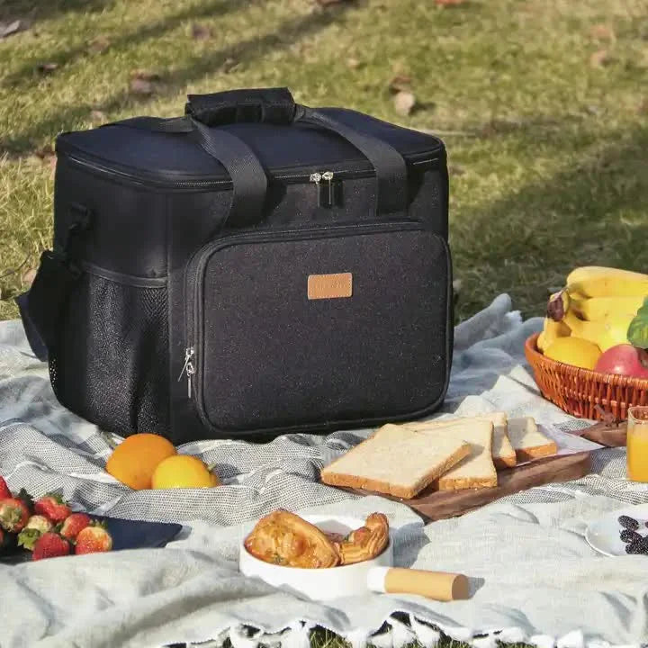 Blue Large Capacity Picnic Bag - Waterproof PEVA Insulated