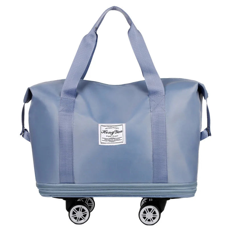 Blue Large Capacity Travel Bag with Expandable Design
