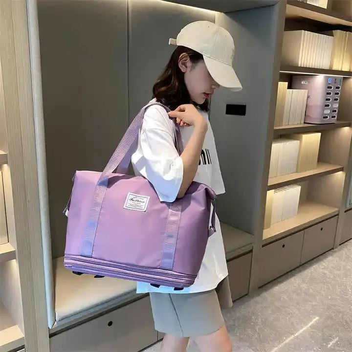 Blue Large Capacity Travel Bag with Expandable Design