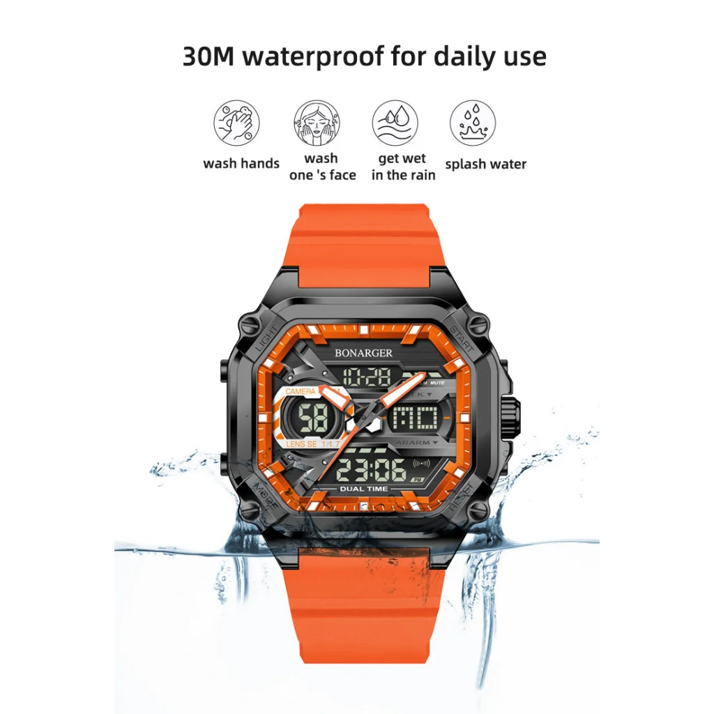 Blue Men’s Dual Display Watch - Dual Time Digital Analog