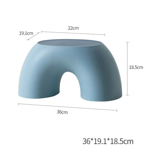 Blue Minimalist Round Shape Footstool - Durable Anti-slip