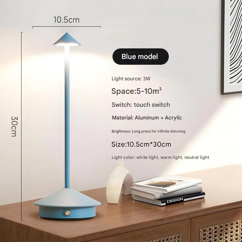 Blue Modern Minimalist Aluminum LED Mushroom Night Light