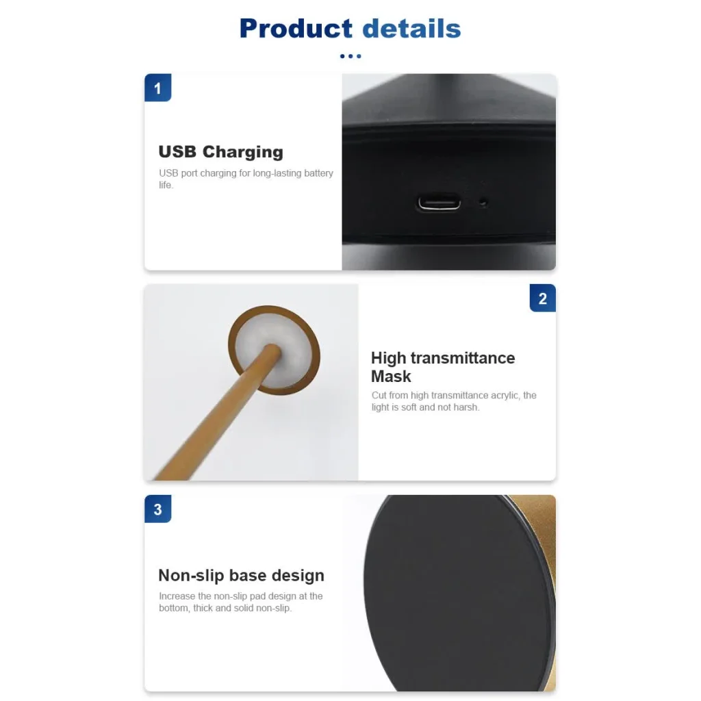 Blue Modern Minimalist Aluminum LED Mushroom Night Light