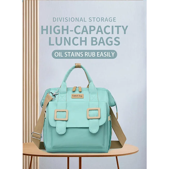 Blue Multifunctional Insulated Lunch Bag for Women