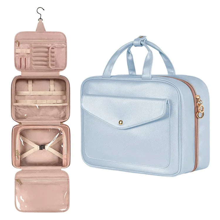 Blue Multifunctional Travel Toiletry Organizer with Hanger