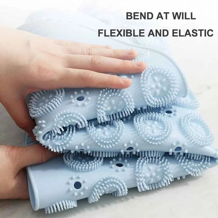 Blue Non-Slip Round Shower Foot Scrubber Mat - Soft