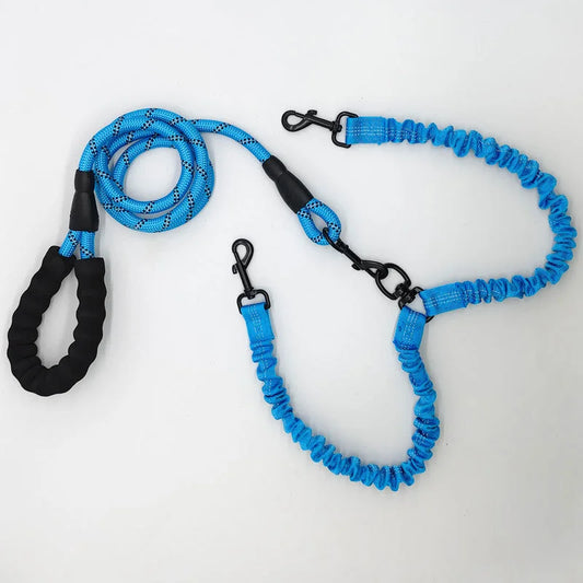 Blue Pet Double-Ended Rope + 1.5M Leash - Easy to walk two