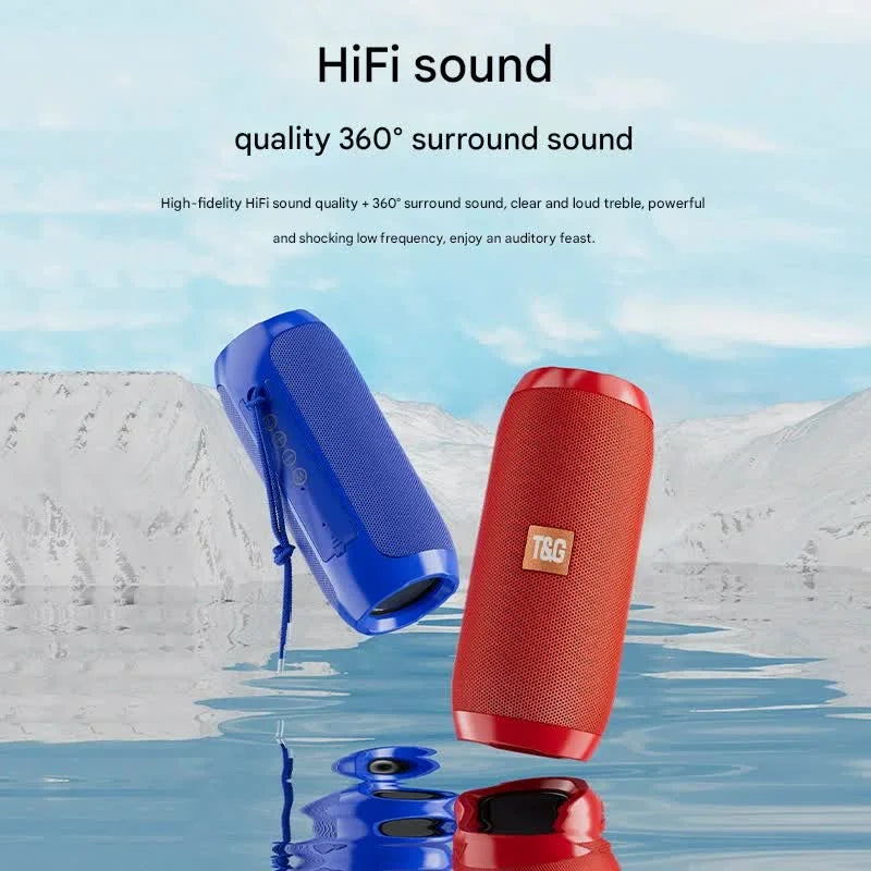 Blue Portable Bluetooth Speaker - HiFi 360 Degree Audio