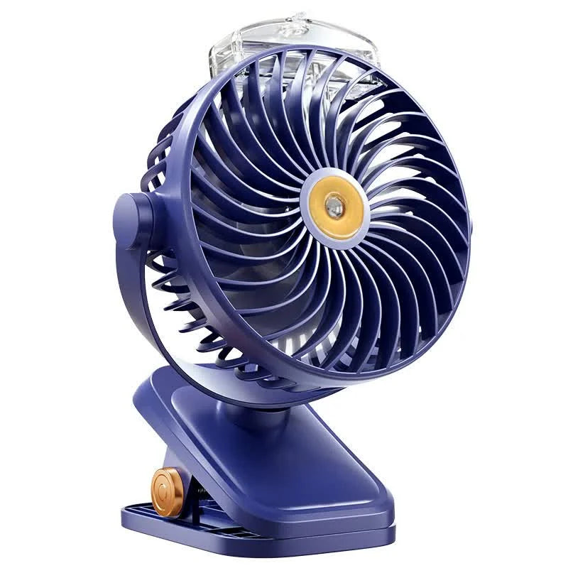 Blue Portable Clip On Mist Fan Rechargeable Cooling