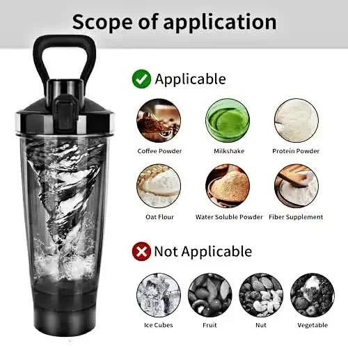 Blue Portable Electric Shaker Bottle with LED Light 550ml