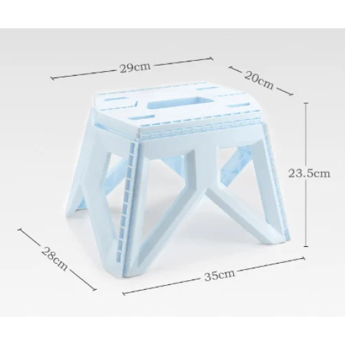Blue Portable Folding Stool - Compact Lightweight Plastic