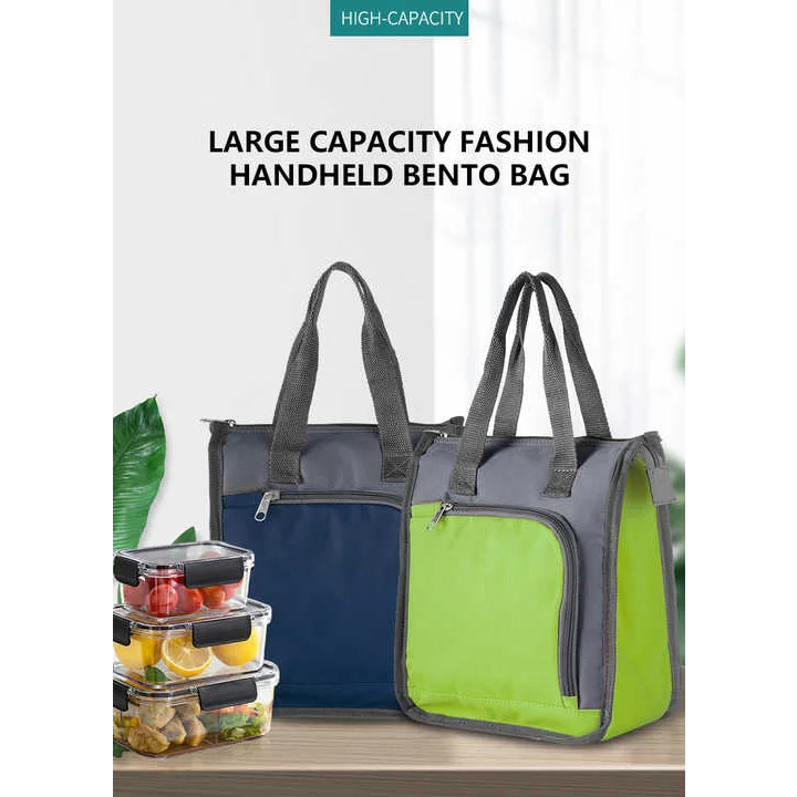 Blue Portable Insulated Lunch Bag for Office Picnic