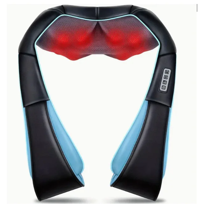 Blue Portable Kneading Neck and Shoulder Massager with Heat