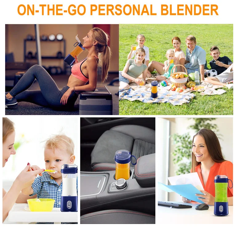 Blue Portable Mini Juicer - Rechargeable Electric Fruit