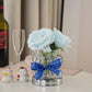 Blue Rose LED Crystal Flower Table Lamp - USB Rechargeable