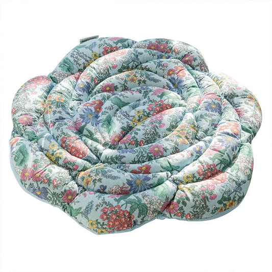 Blue Rose Pattern Pure Cotton Chair Cushion - Thickened