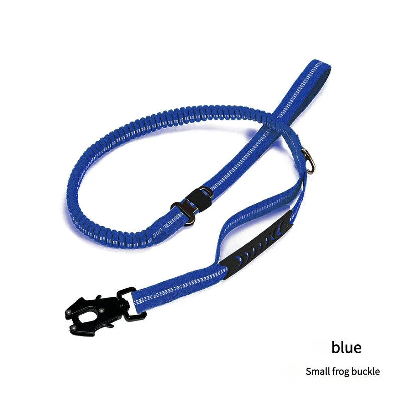 Blue Shock Absorbing Dog Leash with Reflective Stitching