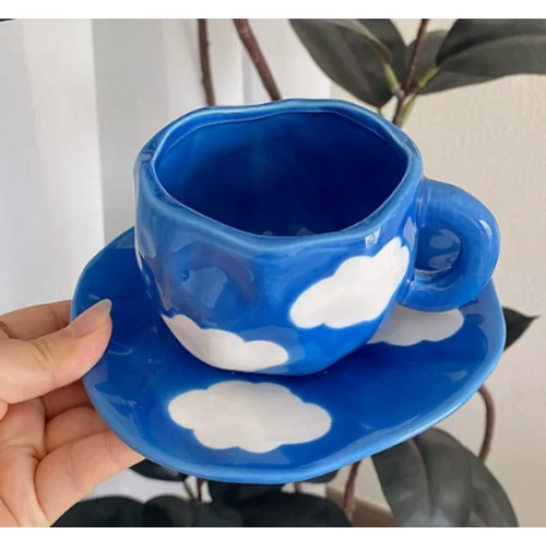 Blue Sky and White Clouds 300ML Underglaze Hand