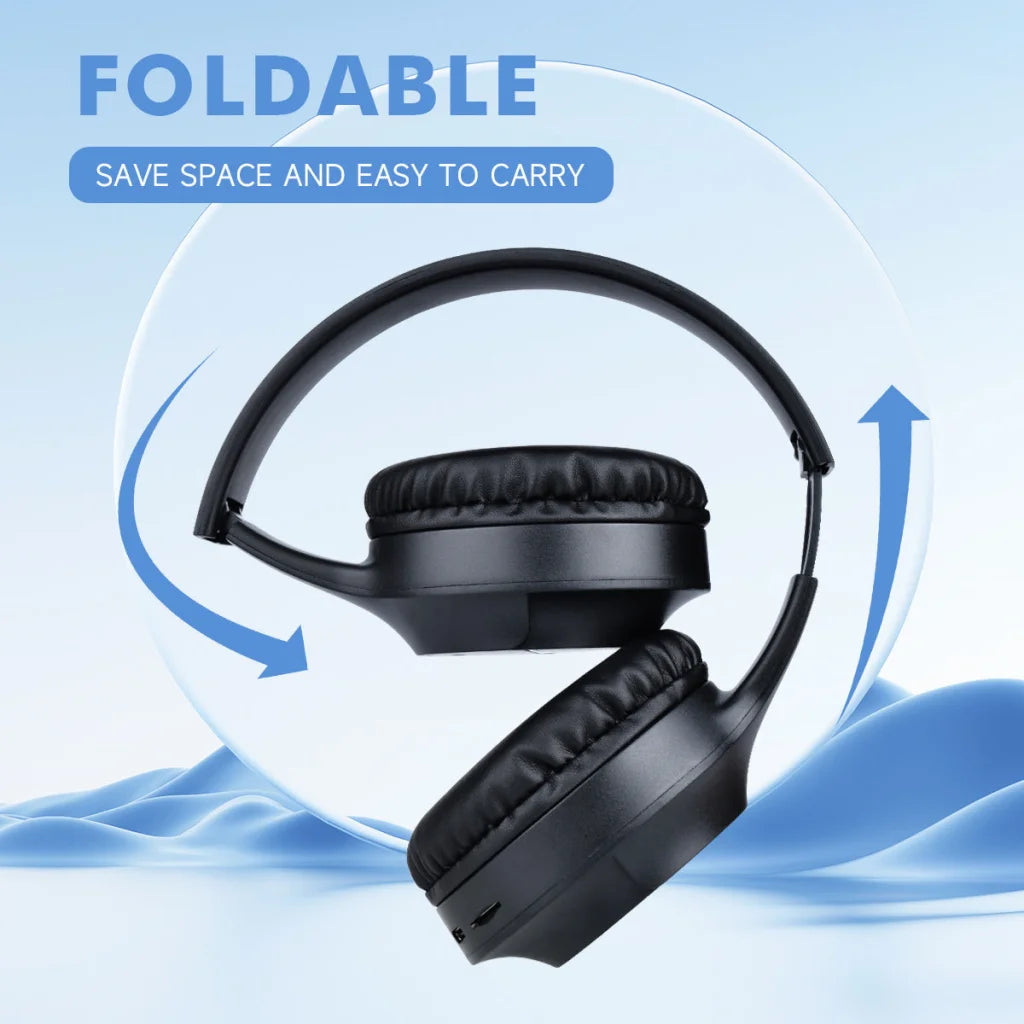Blue Wireless Gaming Headphones with Lights - Foldable