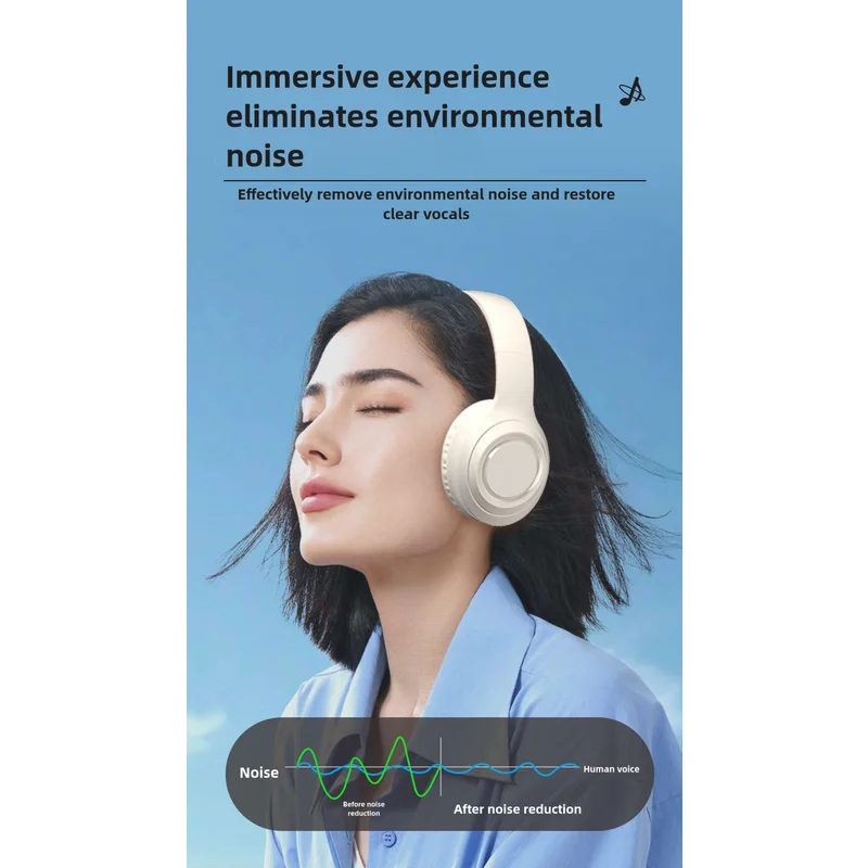 Blue Wireless Headphones - 400mAh 16H Playtime SD Card &