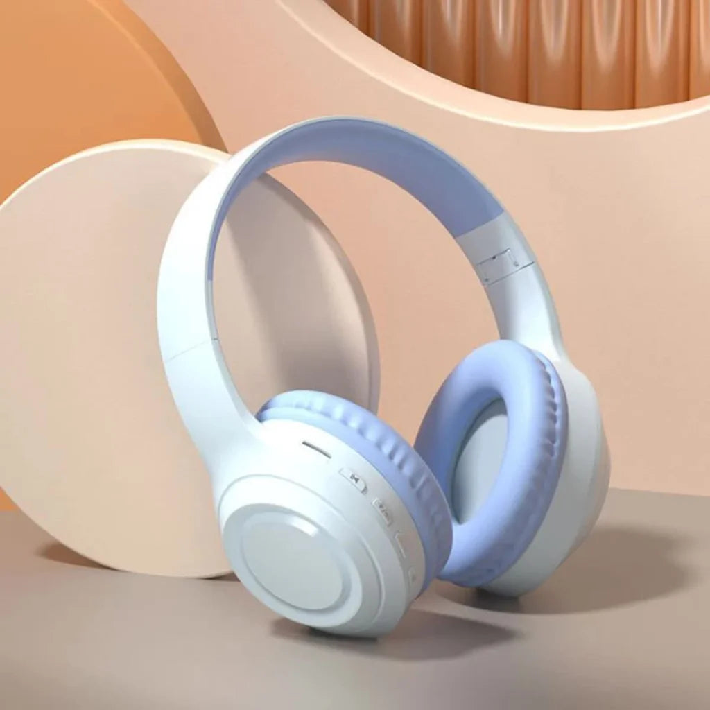 Blue Wireless Headphones - 400mAh 16H Playtime SD Card &