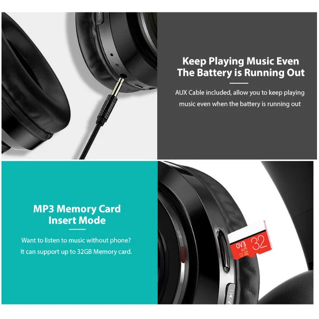Bluetooth 5.0 Wireless Earphones Foldable Headset Stereo