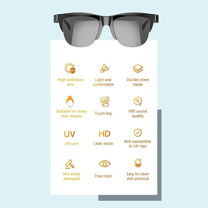 Bluetooth 5.3 Smart Sunglasses With Wireless Headset And Anti-Glare Protection-1915198294963916806